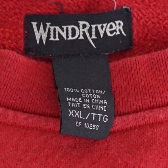 90S Wind River Outfitters Canada Embroidered Moose Red 100% Cotton Crewneck XXL - Picture 4 of 9